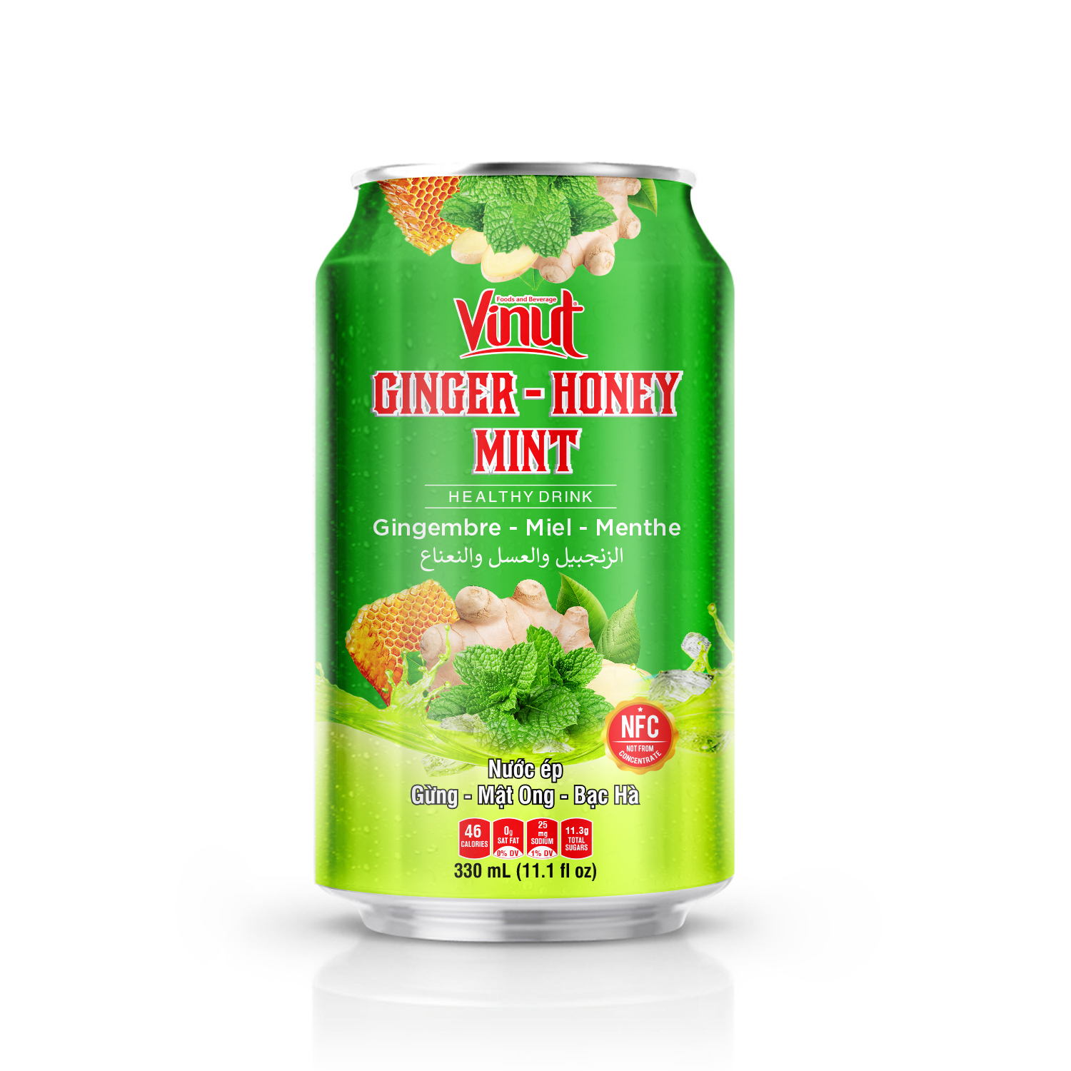 330ml_ginger_honey_mint VINUT NFC Ginger, Honey & Mint Juice Drink - Image 1